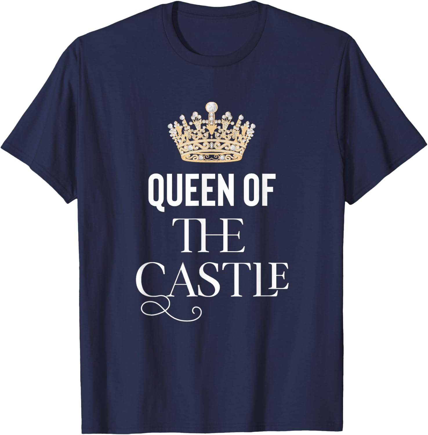 Queen of the Castle Women's Castle Black Small Short Sleeve Classic Fit Pull On Lightweight T-Shirt - T-Shirt | Navy
