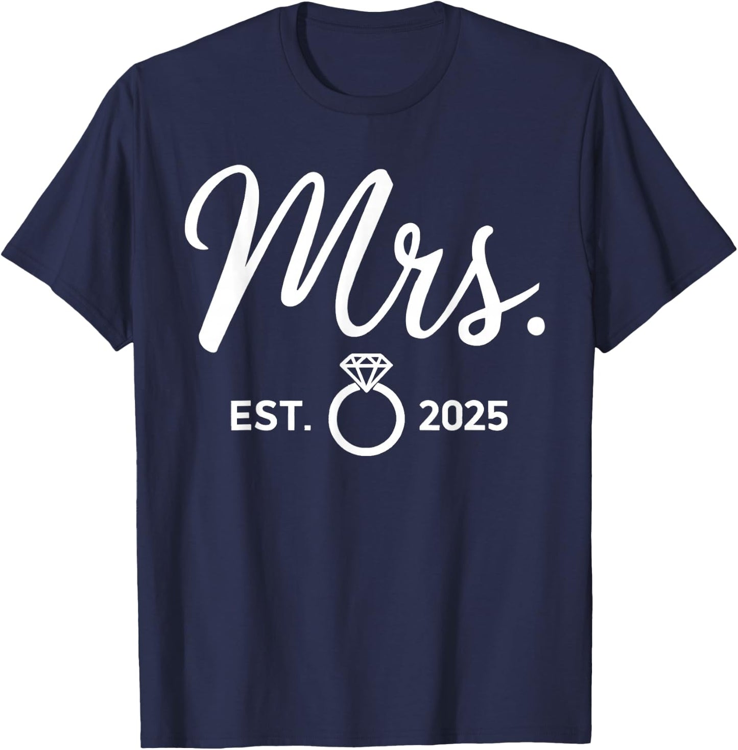 Mr. & Mrs. Engagement Just Married Wedding Couples -Adults Black Size Small T-Shirt - T-Shirt | Navy