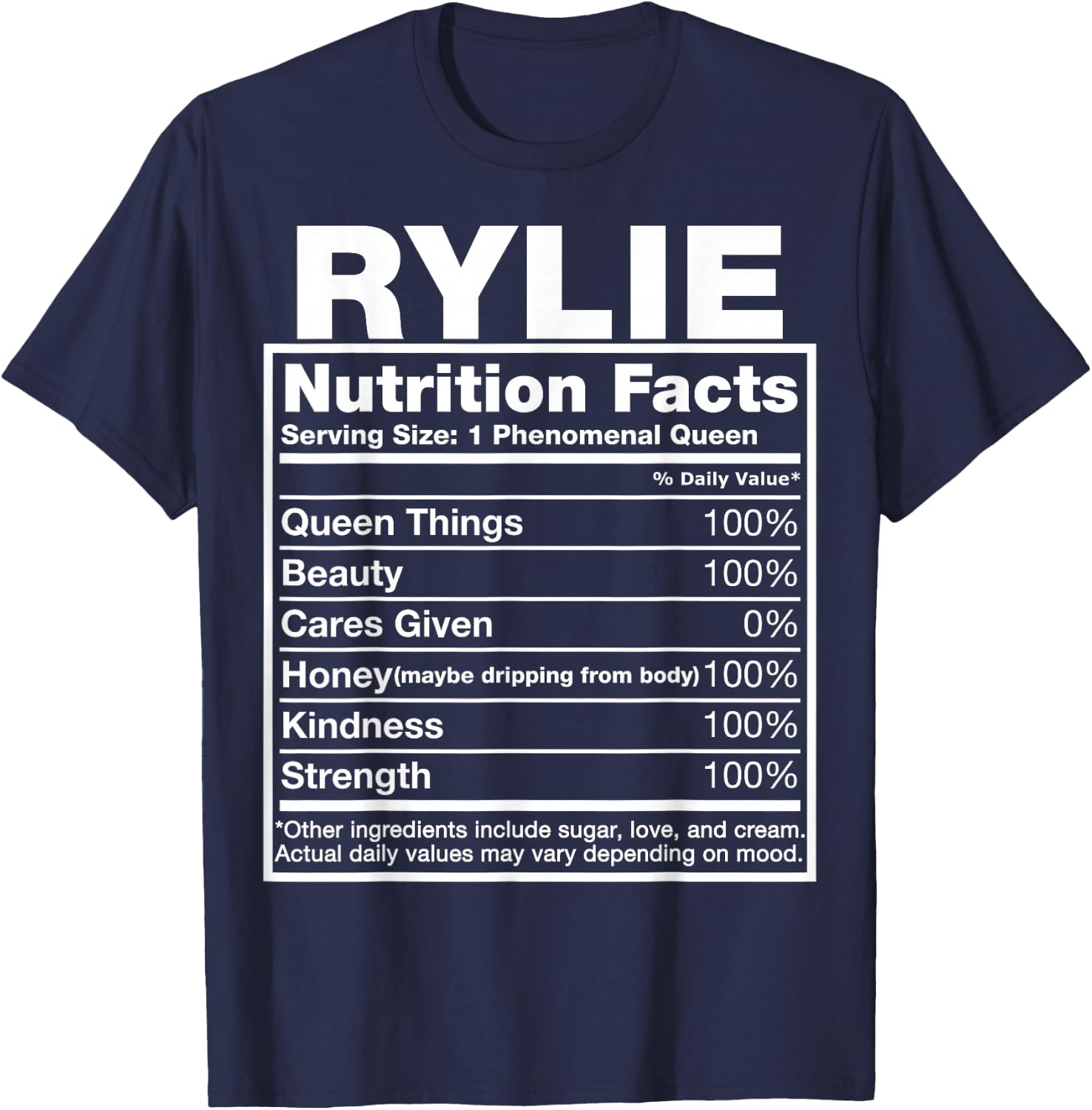Rylie Nutrition Facts Rylie Name Birthday Shirt T-Shirt - T-Shirt | Navy