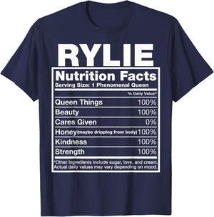 Rylie Nutrition Facts Rylie Name Birthday Shirt T-Shirt - T-Shirt | Navy