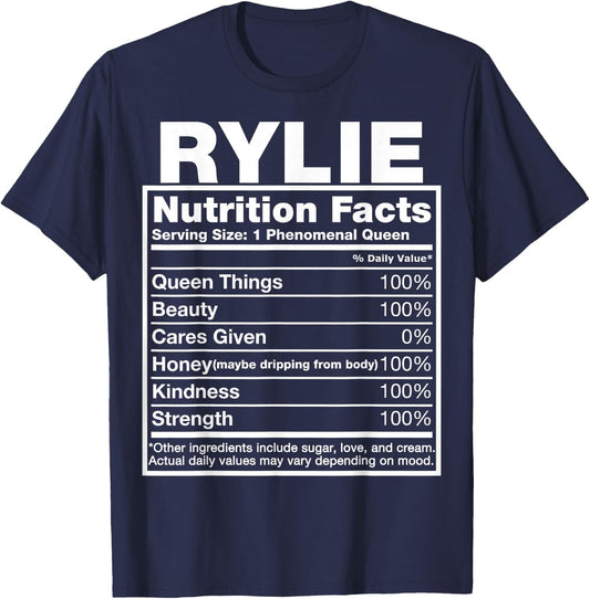 Rylie Nutrition Facts Rylie Name Birthday Shirt T-Shirt - T-Shirt | Navy