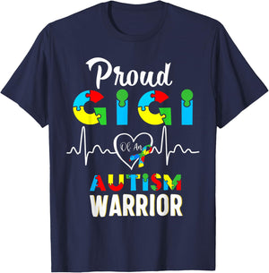 proud autism Gigi Autism awareness warrior matching family T-Shirt - T-Shirt | Navy