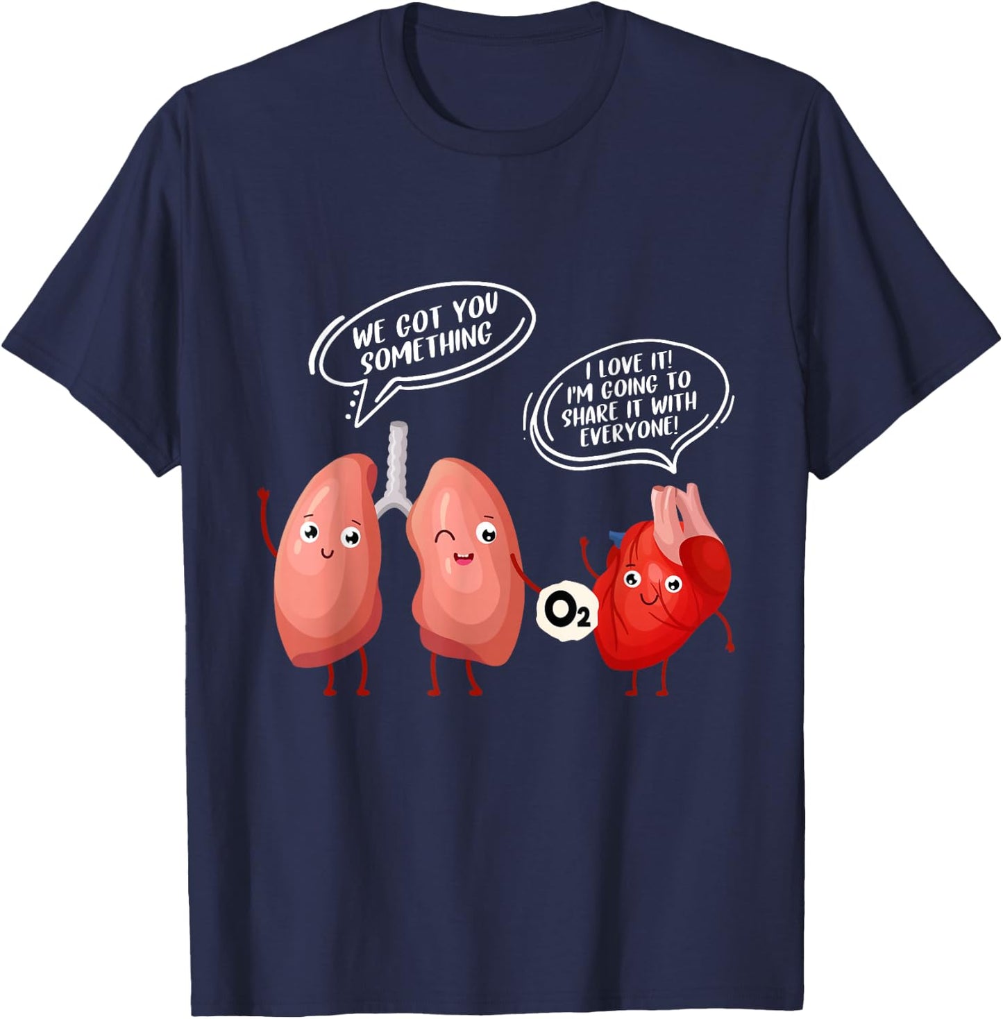 Oxygen For The Heart Lungs Doctor T-Shirt - T-Shirt | Navy