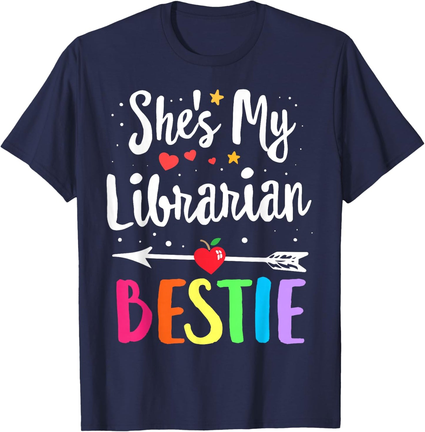 Matching Librarian Best Friend She's My Bestie Library Crew T-Shirt - T-Shirt | Navy