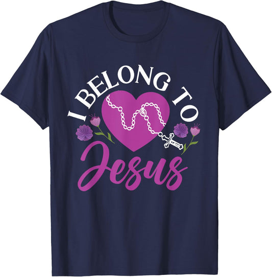 I Belong To Jesus Heart Design And Girls T-Shirt - T-Shirt | Navy