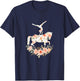 Floral Girl Vaulting Riding Equestrian Horse Girl Horseback T-Shirt - T-Shirt | Navy