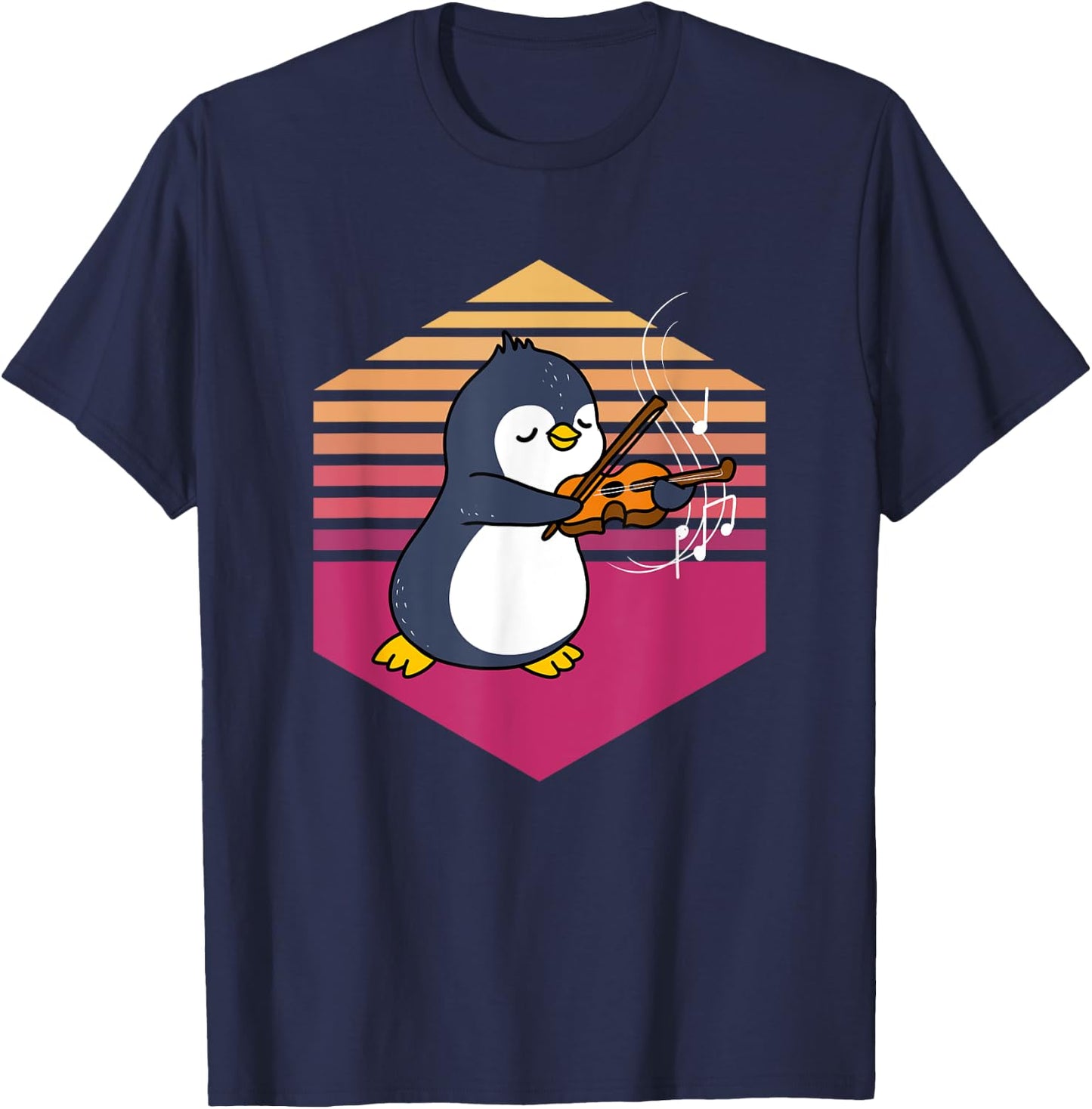 Penguin Playing Violin Vintage T-Shirt - T-Shirt | Navy