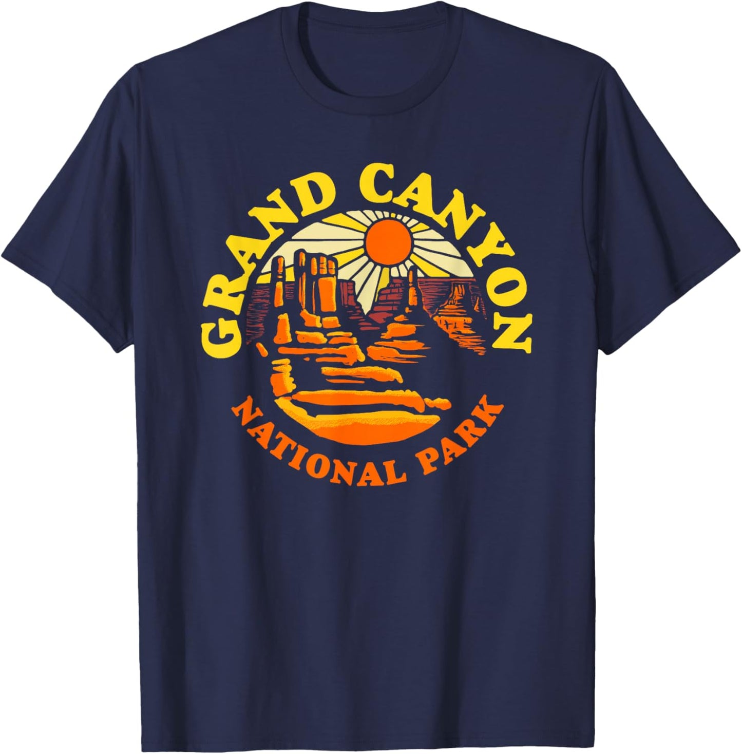 Grand Canyon National Park Arizona Vintage 80s Hiking Retro T-Shirt - T-Shirt | Navy