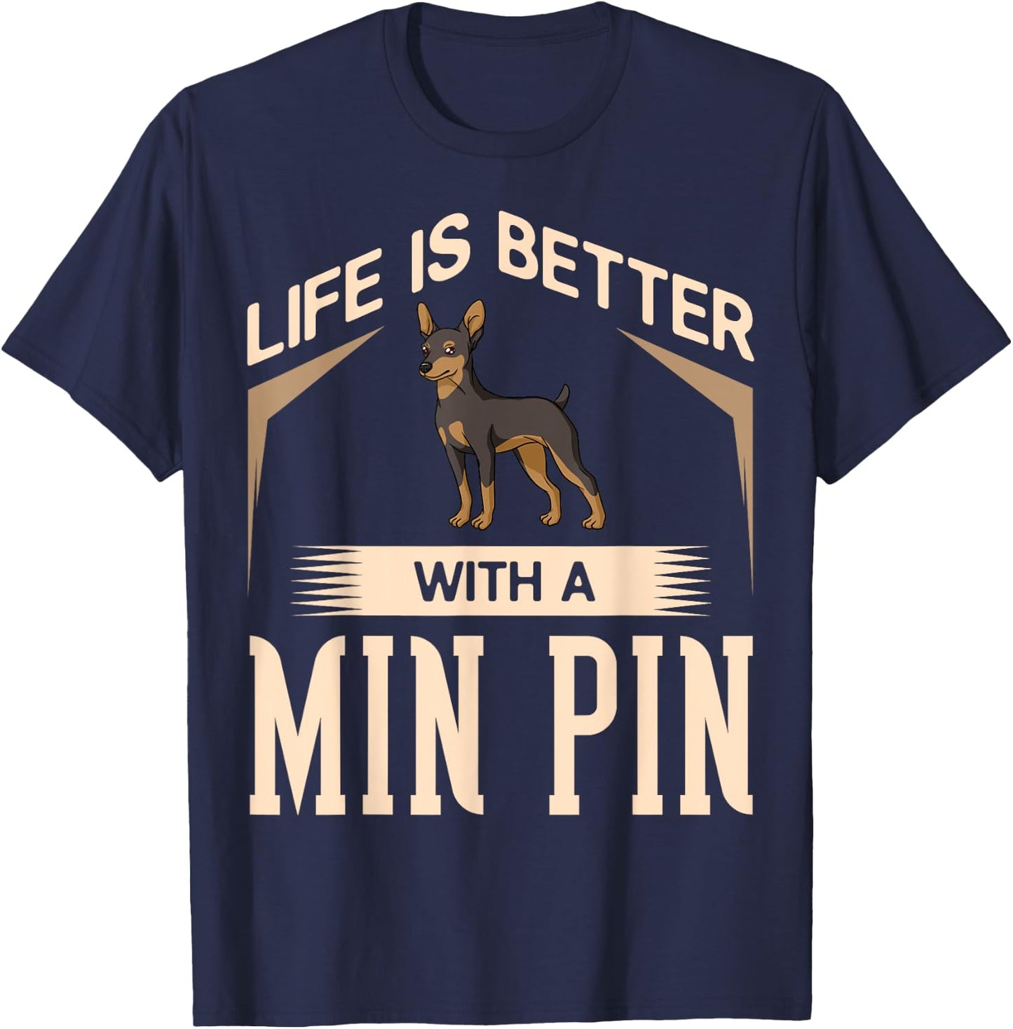 Miniature Pinscher Dog Puppies Owner Lover T-Shirt - T-Shirt | Navy