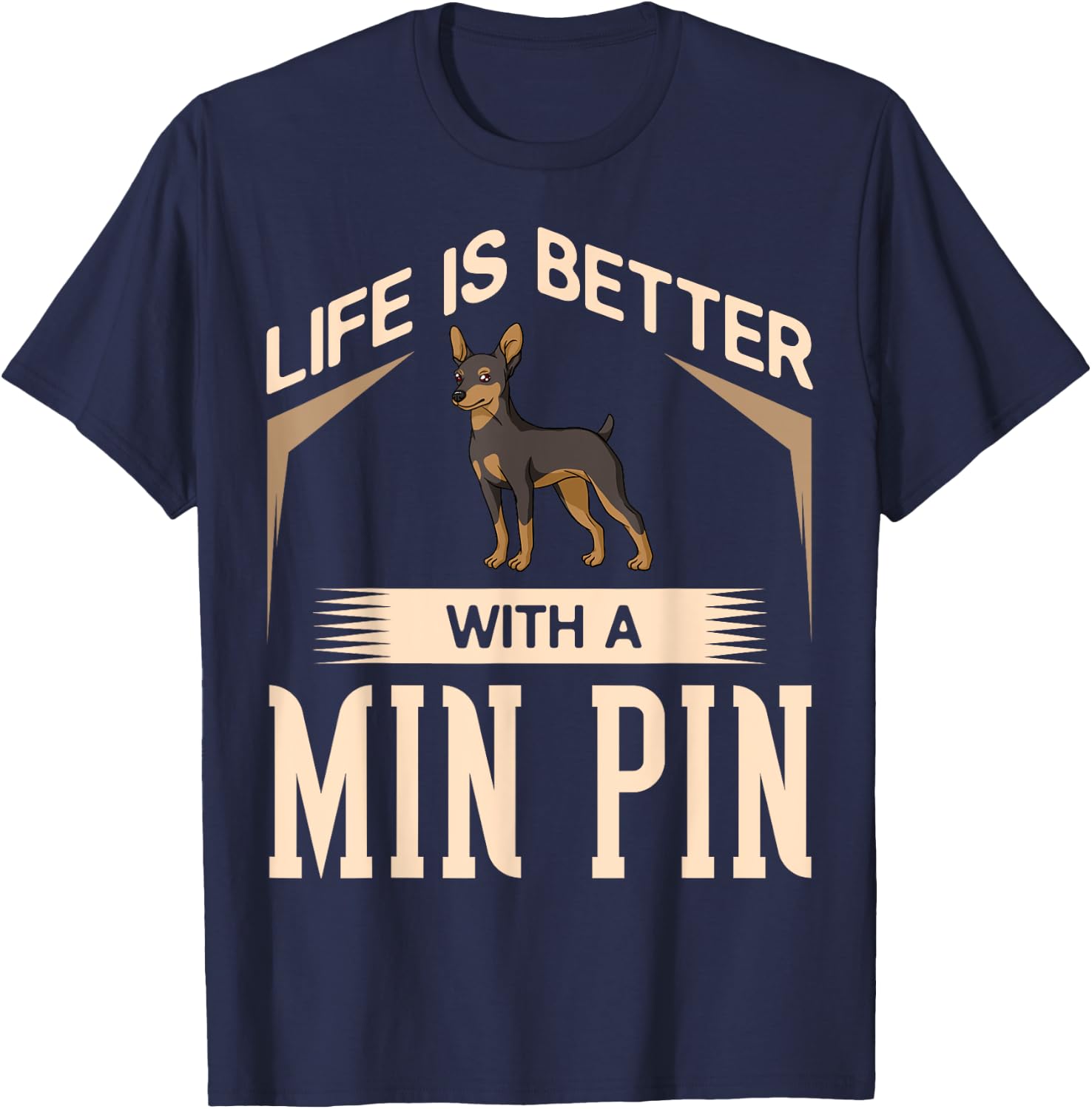 Miniature Pinscher Dog Puppies Owner Lover T-Shirt - T-Shirt | Navy