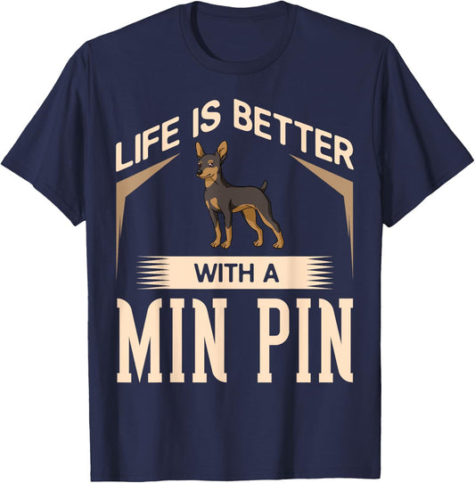 Miniature Pinscher Dog Puppies Owner Lover T-Shirt - T-Shirt | Navy