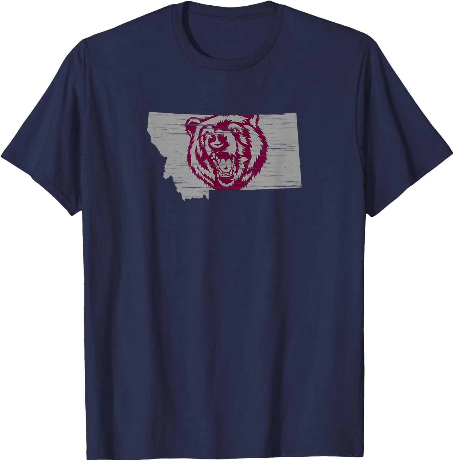 Roaring Grizzly Bear in the State of Montana T-Shirt - T-Shirt | Navy