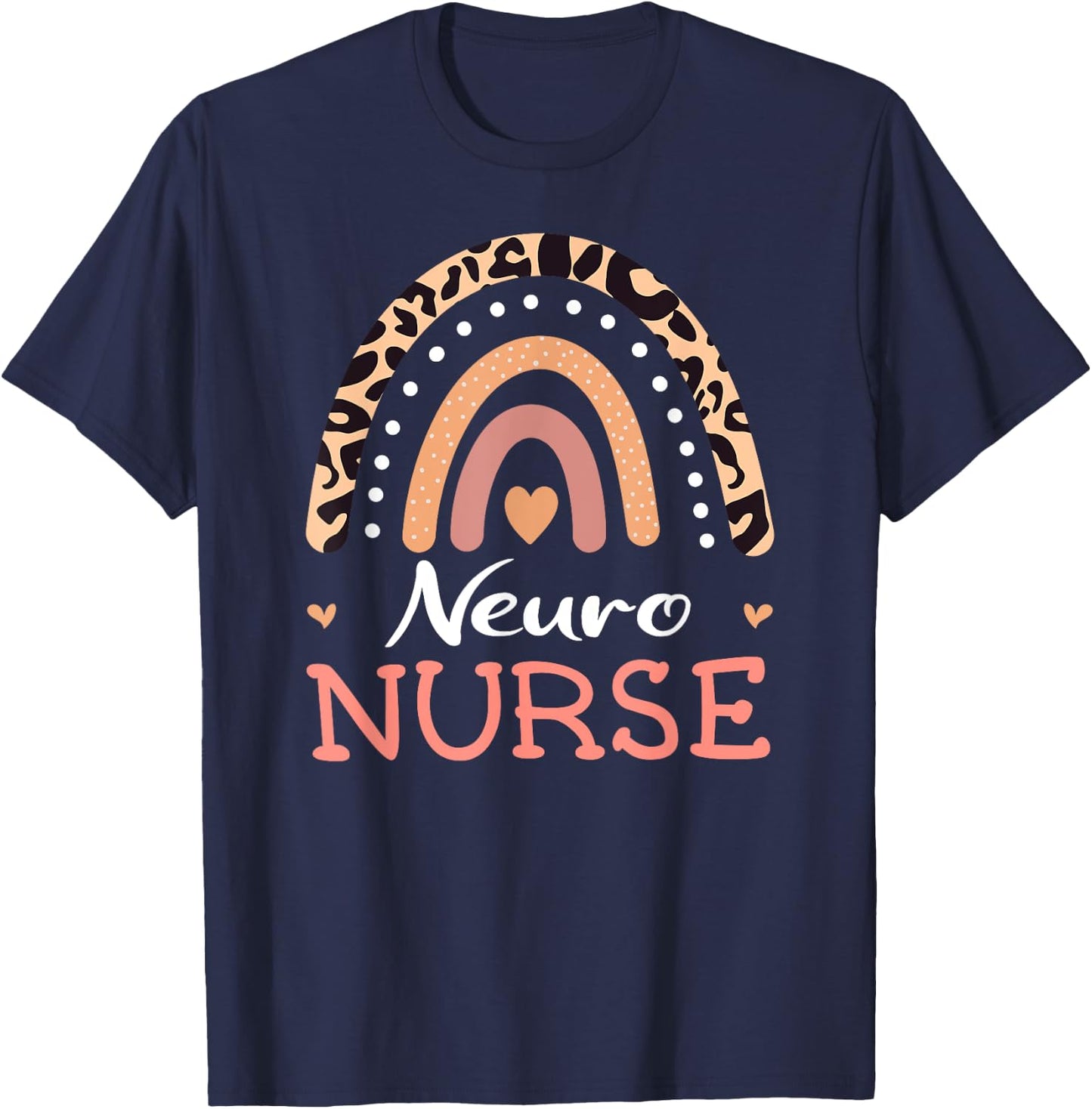 Neuro Nurse Neuroscience Leopard Rainbow Appreciation T-Shirt - T-Shirt | Navy