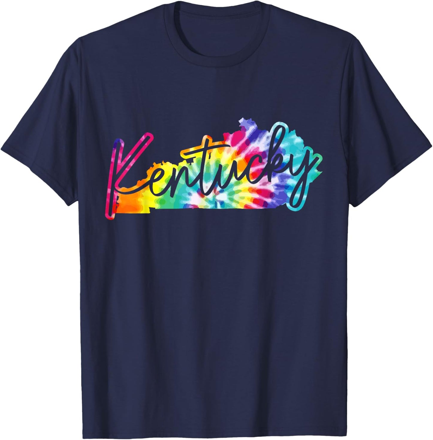 Kentucky Tie Dye State Map Pride Hippie Vintage Retro T-Shirt - T-Shirt | Navy