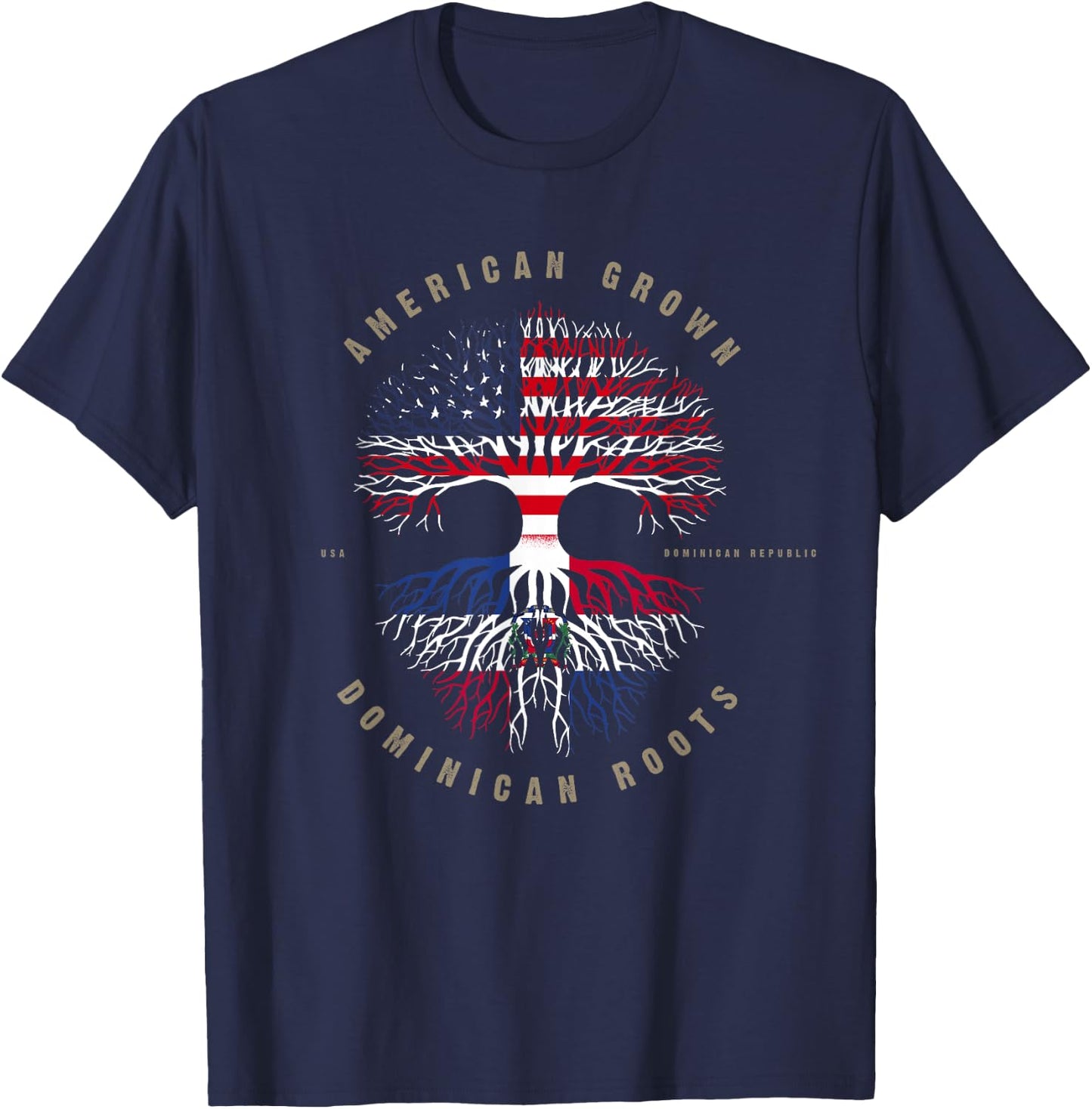 American Grown Dominican Roots Dominican Republic T-Shirt - T-Shirt | Navy