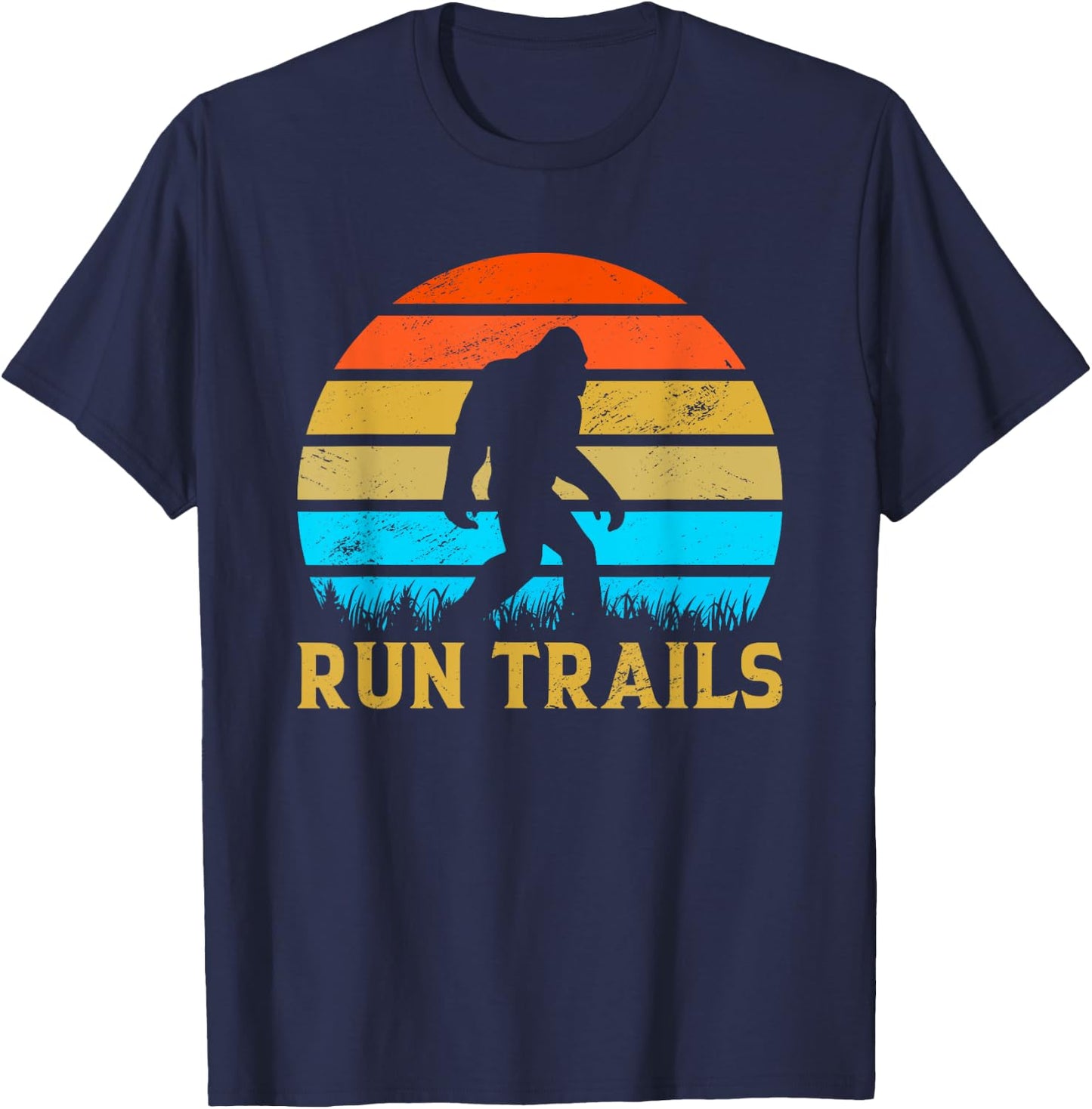 Run Trails Bigfoot Runner Yeti Believer Running Sasquatch T-Shirt - T-Shirt | Navy