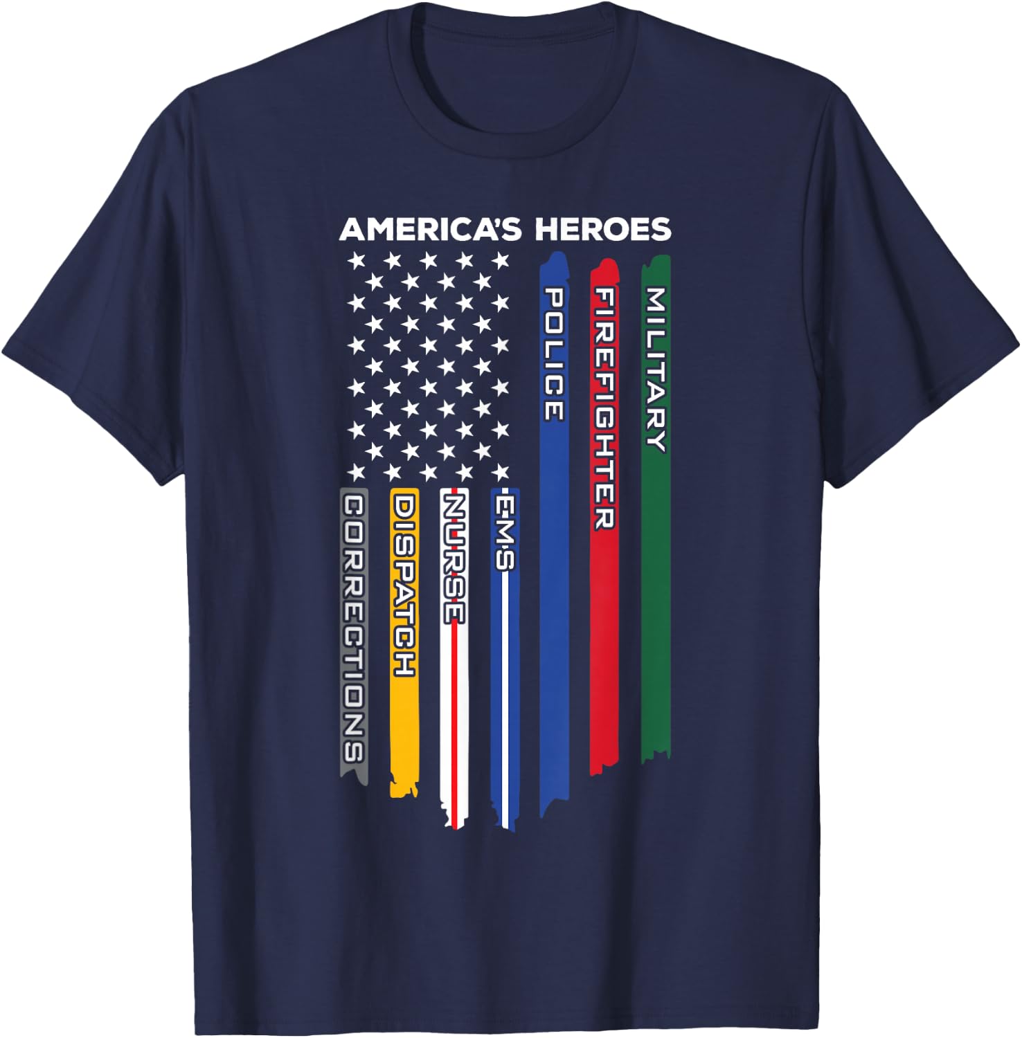 First Responders - Police Military Firefighter Nurse EMS T-Shirt - T-Shirt | Navy