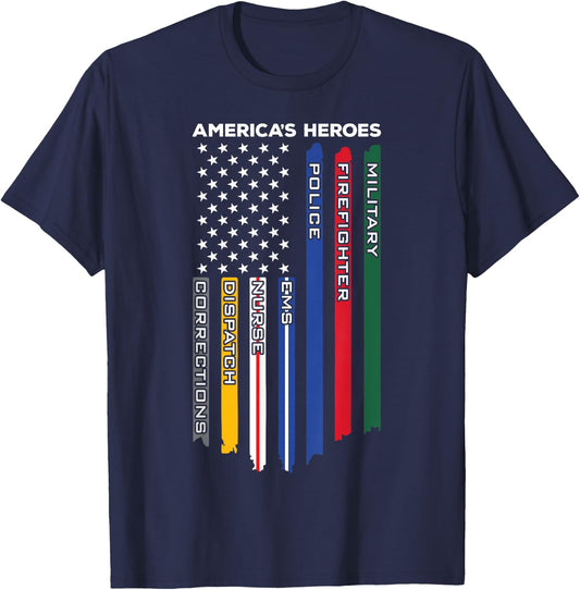 First Responders - Police Military Firefighter Nurse EMS T-Shirt - T-Shirt | Navy