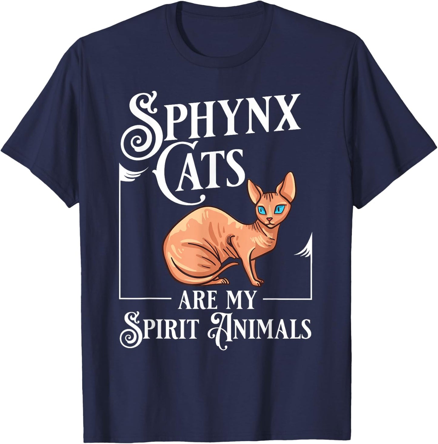 Sphynx Cat Hairless Kitten Egypt Funny T-Shirt - T-Shirt | Navy