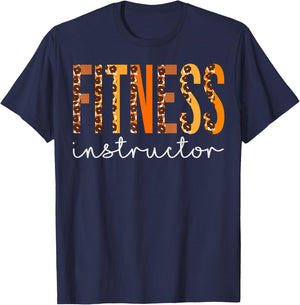 Fitness Instructor leopard Fall Autumn Lovers Thanksgiving T-Shirt - T-Shirt | Navy