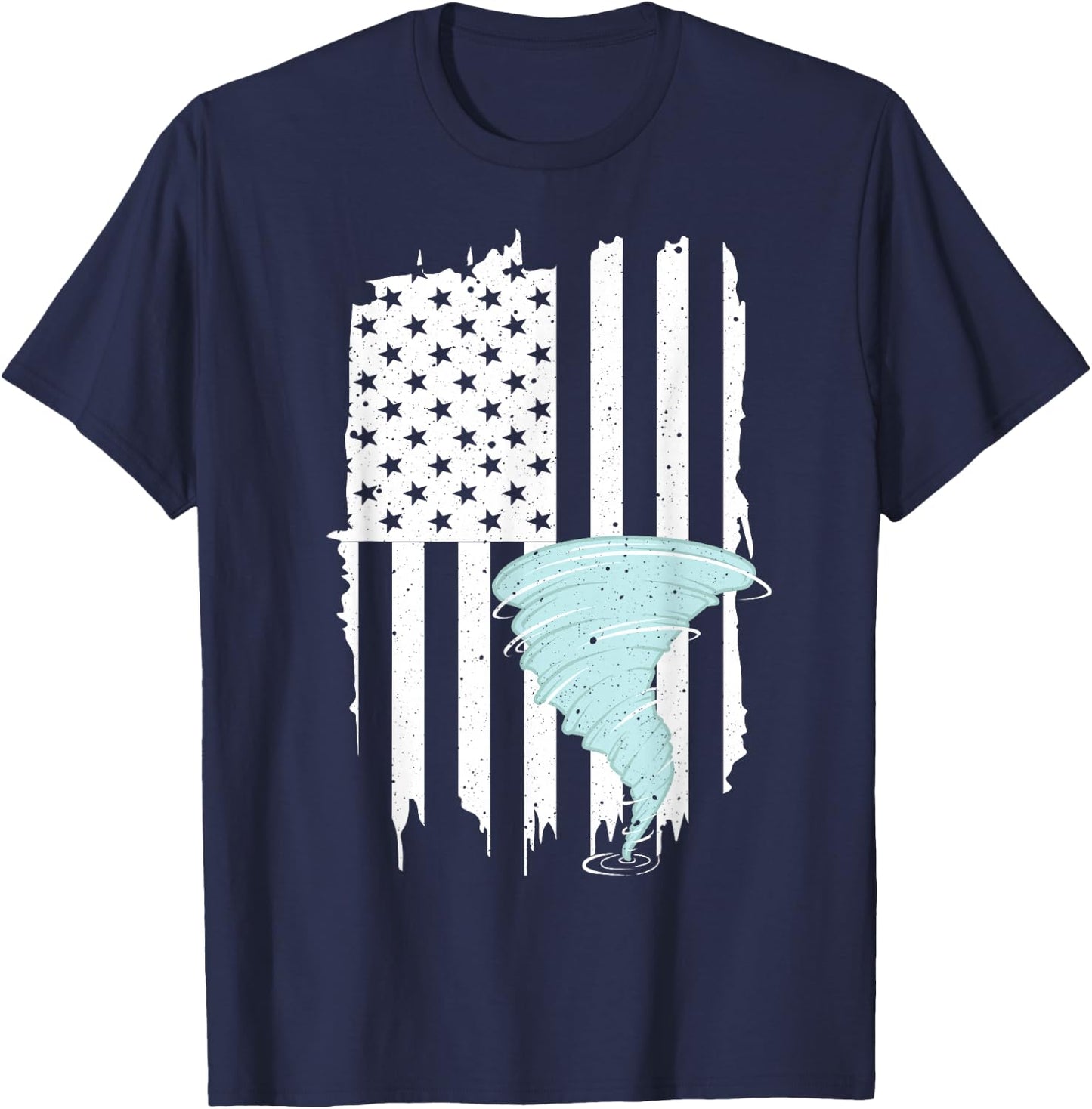 Tornado US Flag Hurricane Storm Tornado Chaser Men Women T-Shirt - T-Shirt | Navy