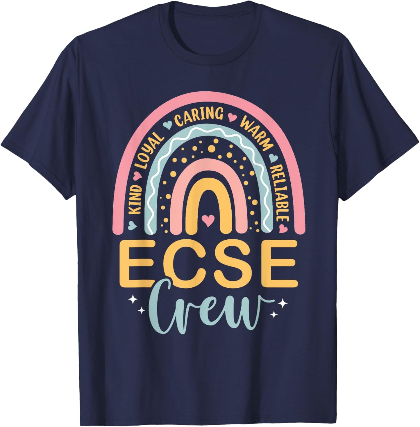 Early Childhood Special Education SPED Rainbow ECSE Crew T-Shirt - T-Shirt | Navy
