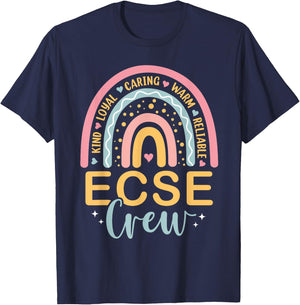 Early Childhood Special Education SPED Rainbow ECSE Crew T-Shirt - T-Shirt | Navy