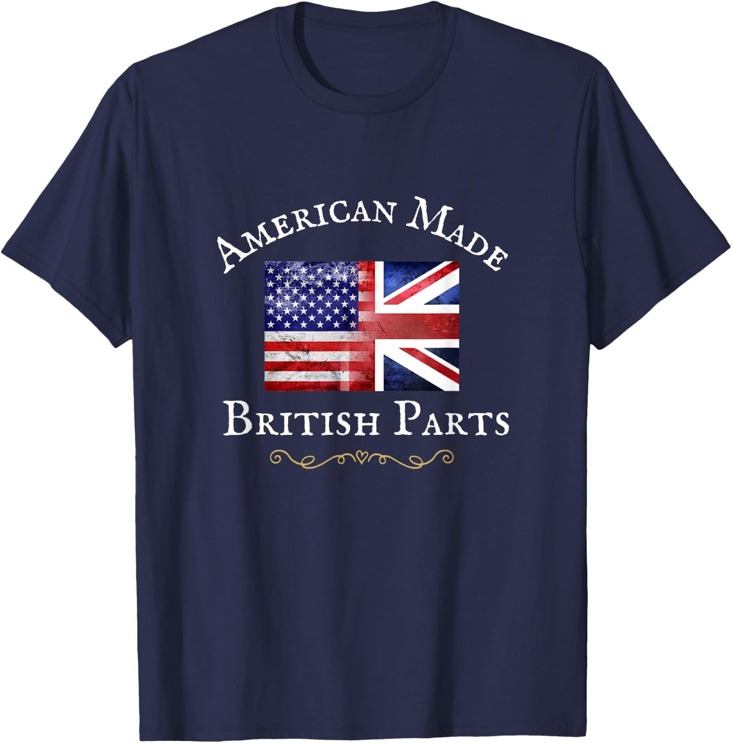 American Made British Parts, Women, Men, Usa British Flag T-Shirt - T-Shirt | Navy