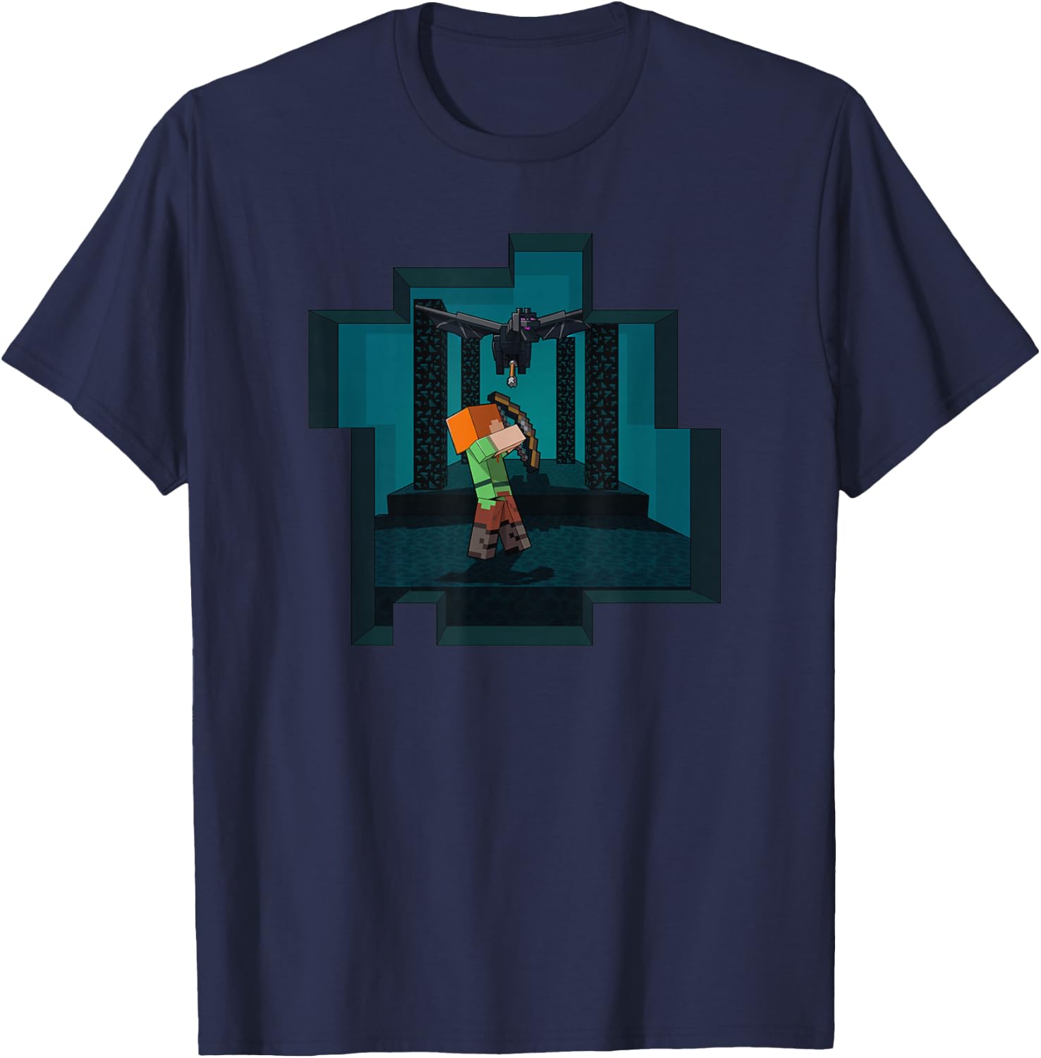 Minecraft Alex And Ender Dragon Endgame T-Shirt - T-Shirt | Navy