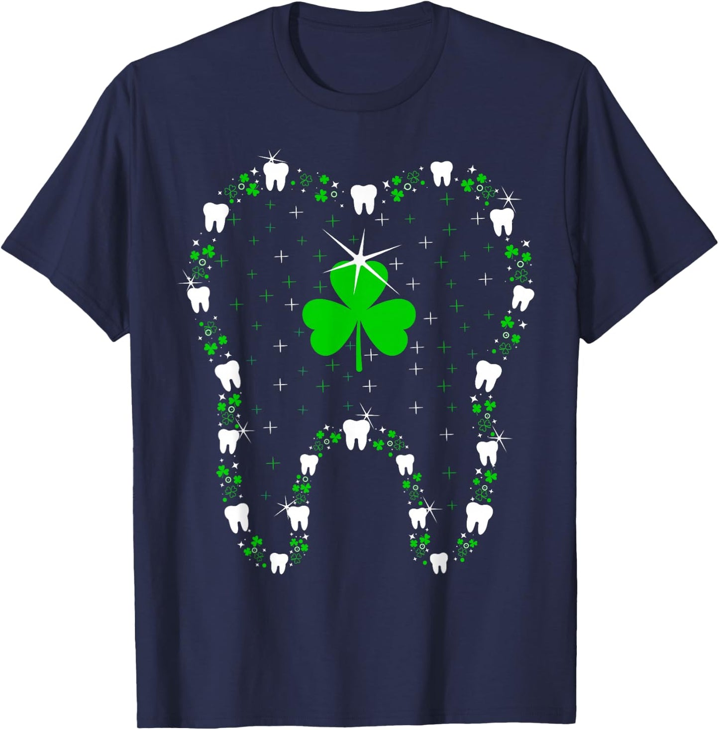 Teeth Dental Shamrock Leaf Tooth Dentist St. Patrick's Day T-Shirt - T-Shirt | Navy