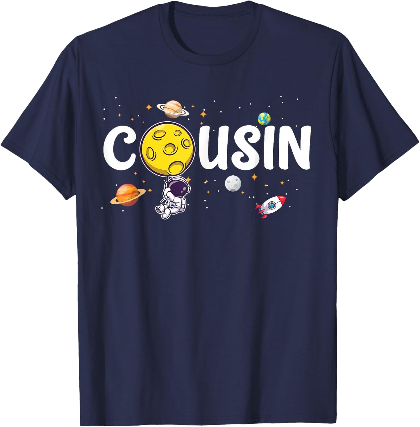 Cousin of The Birthday Boy Astronaut 1st Birthday Family T-Shirt - T-Shirt | Navy