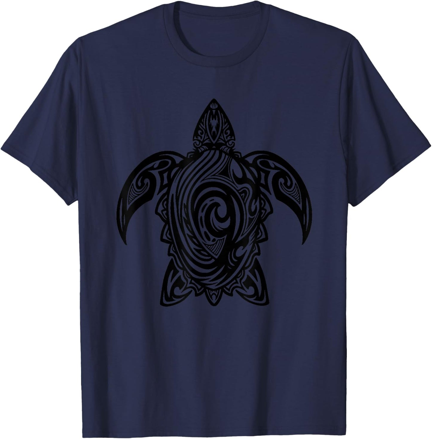 Turtle Tribal Pattern Diving Sea Turtle T-Shirt - T-Shirt | Navy