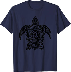 Turtle Tribal Pattern Diving Sea Turtle T-Shirt - T-Shirt | Navy