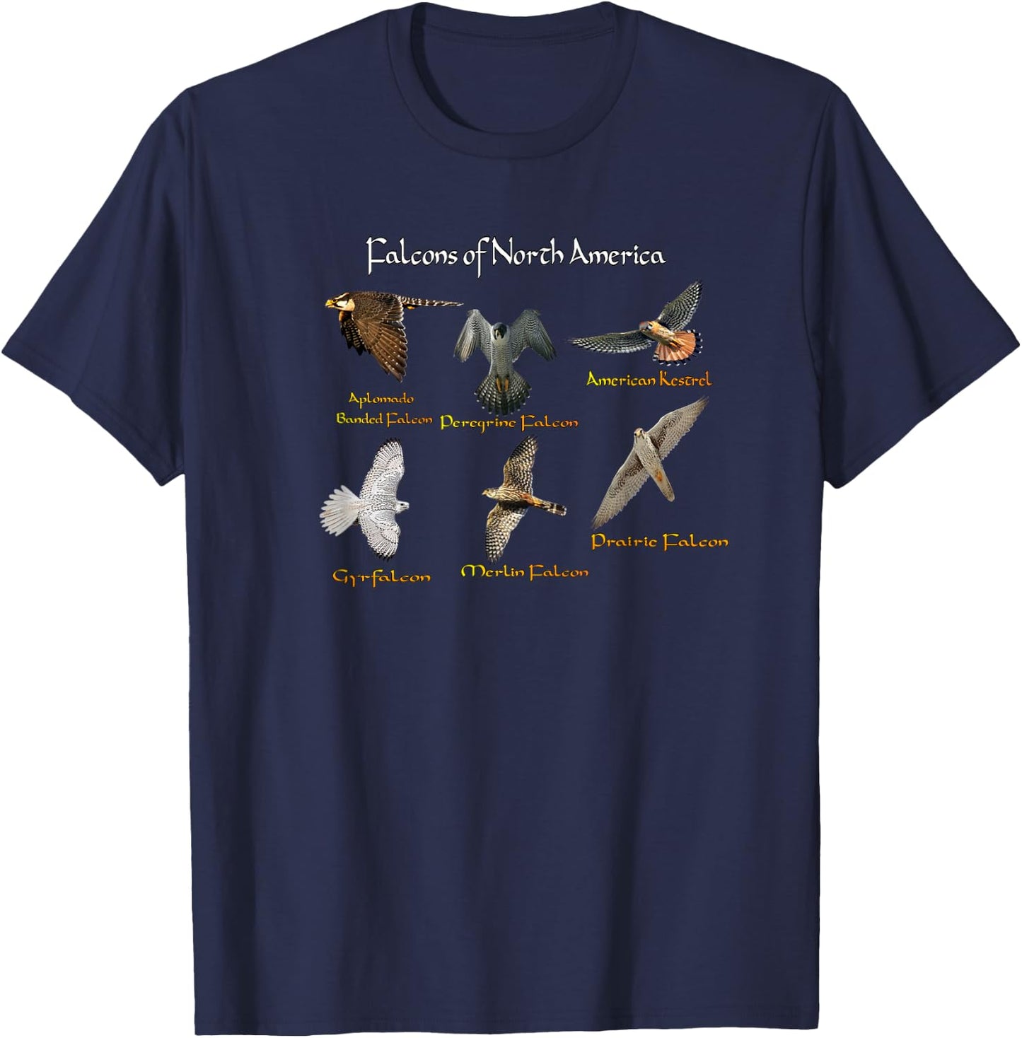 Types of Falcons T-Shirt - T-Shirt | Navy
