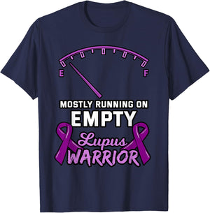 Lupus Warrior Shirt Fuel Gauge Low Energy Purple Ribbon Gift T-Shirt - T-Shirt | Navy