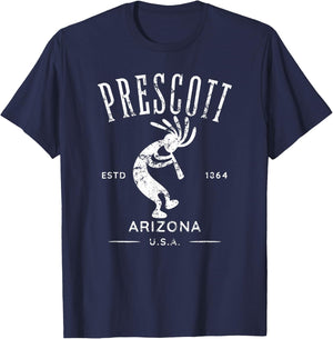 Prescott Arizona Dancing Kokopelli Distressed Design T-Shirt - T-Shirt | Navy