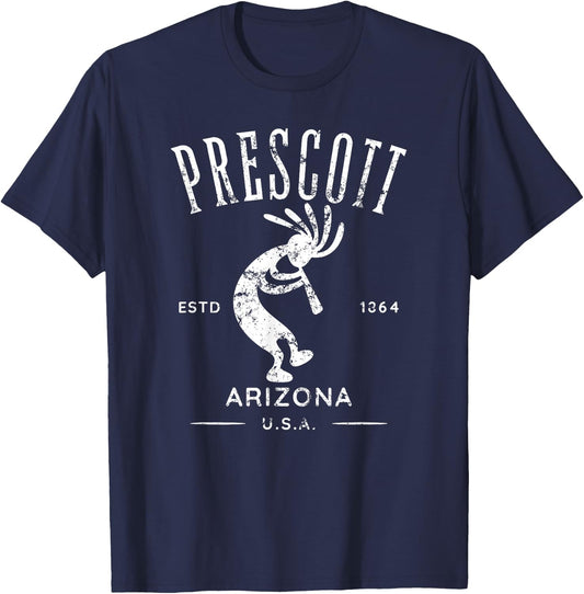 Prescott Arizona Dancing Kokopelli Distressed Design T-Shirt - T-Shirt | Navy