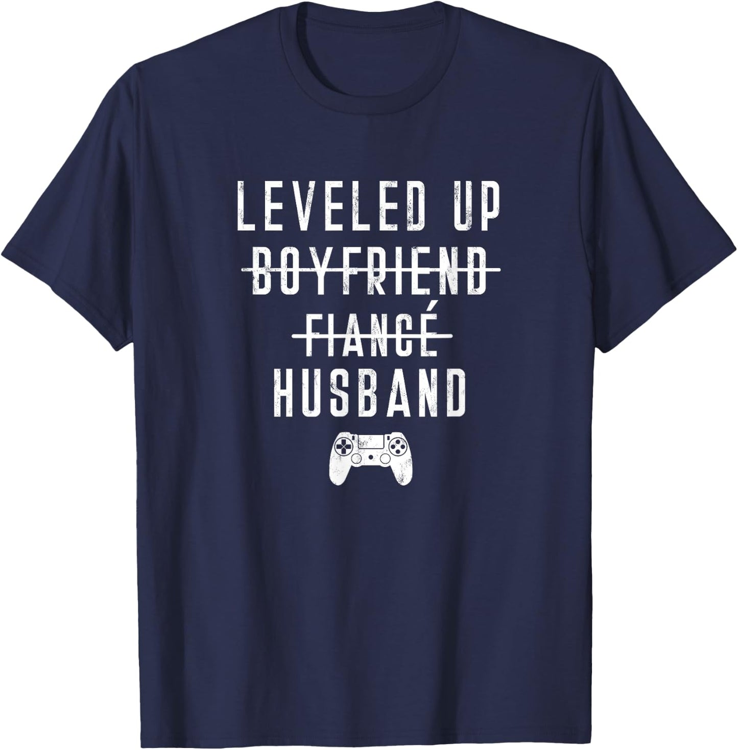 Just Engaged Wedding Bride Gifts Married by Jess Men's Black Small Modern Classic Game Leveling Up Video Game T-Shirt - T-Shirt | Navy