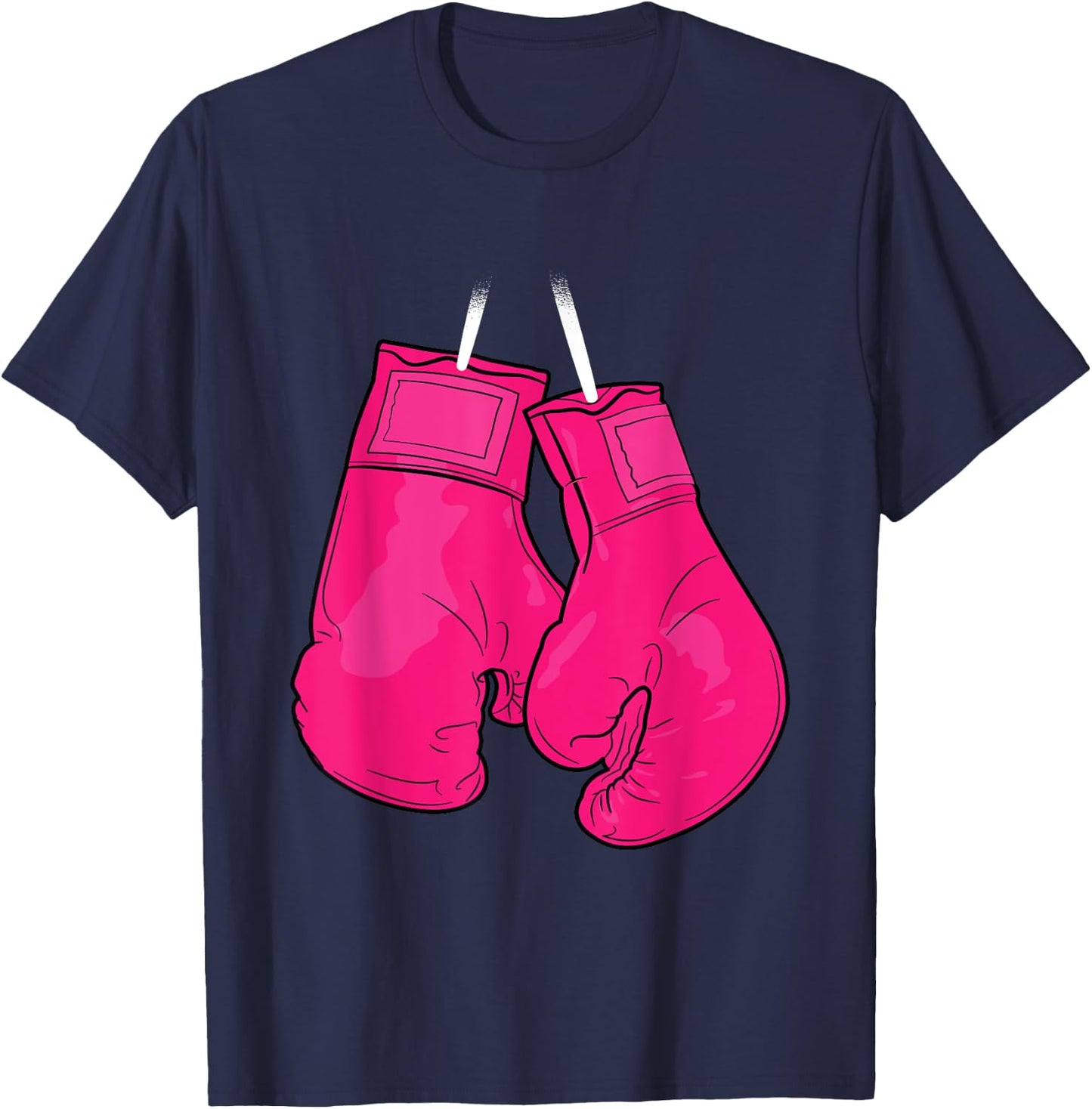Pink Boxing Gloves Breast Cancer Awareness Cool Warrior T-Shirt - T-Shirt | Navy