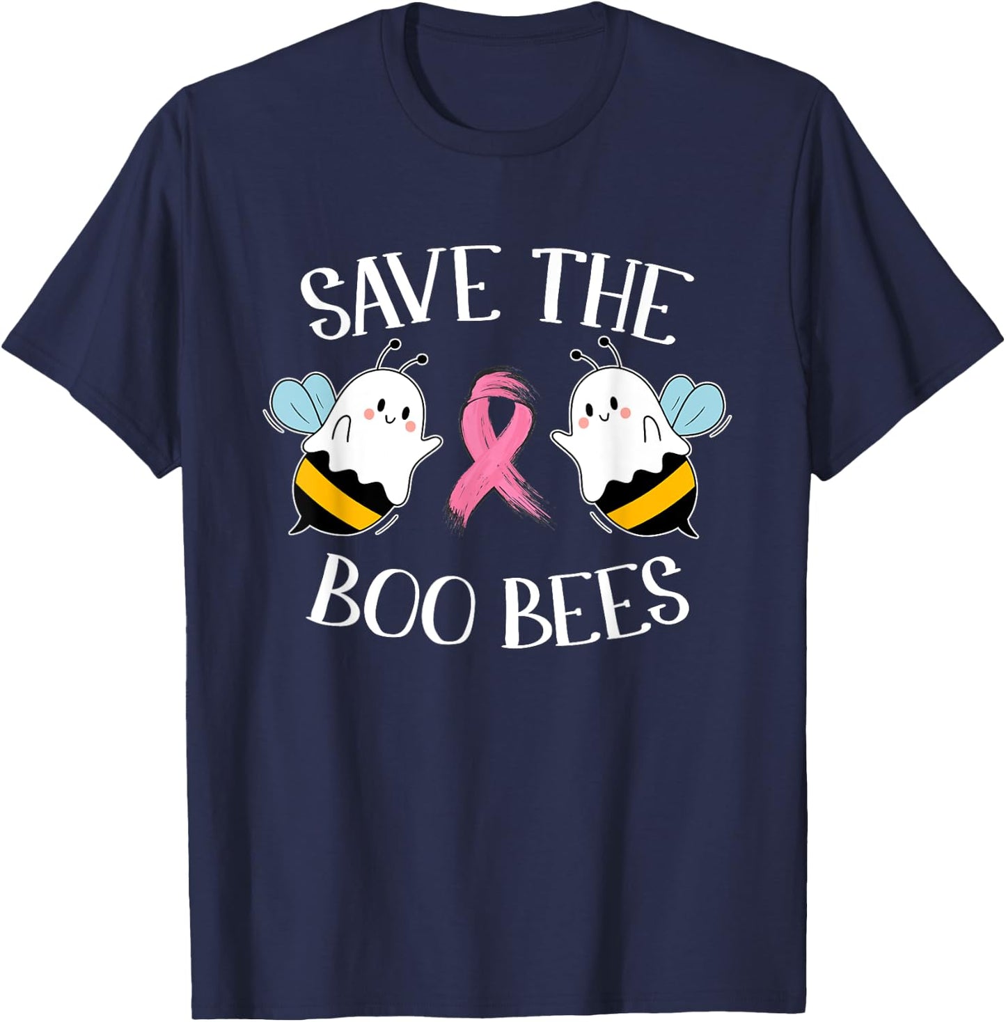 Save The Boo-Bees Lazy Halloween Costume Breast Cancer T-Shirt - T-Shirt | Navy