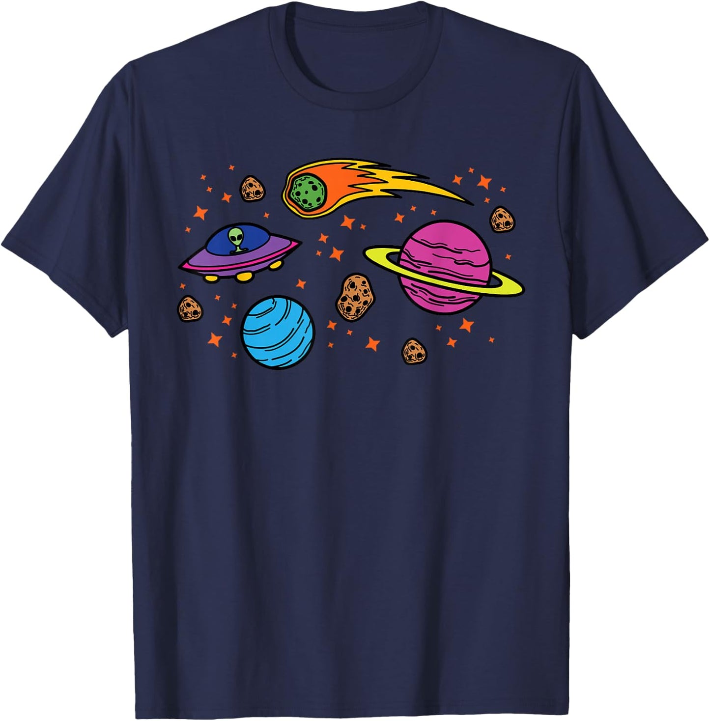 Space Planets Galaxy Universe, Men Women Kids, Funny Space T-Shirt - T-Shirt | Navy