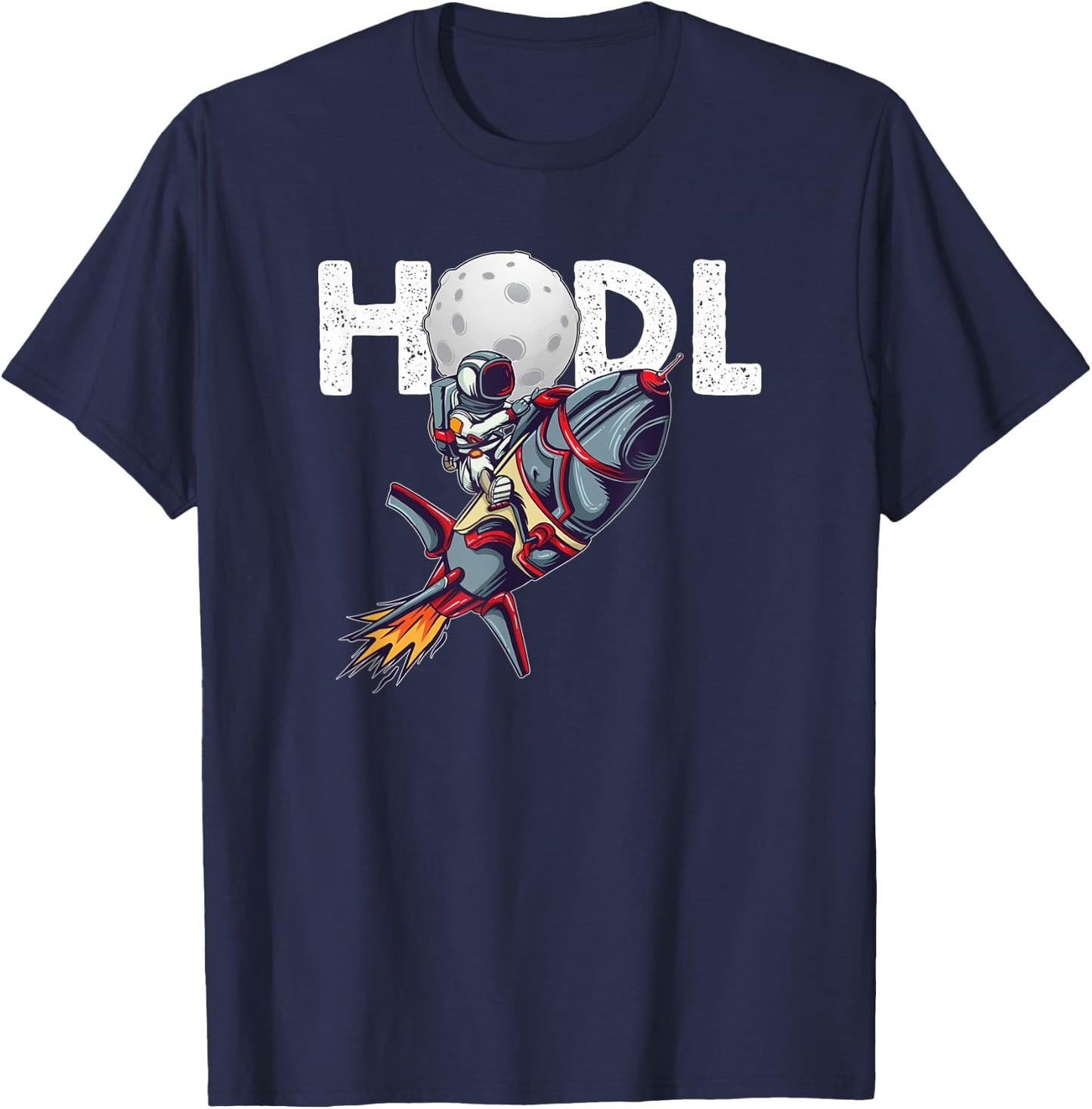 Bitcoin "HODL" Astronaut Crypto To The Moon Funny T-Shirt - T-Shirt | Navy