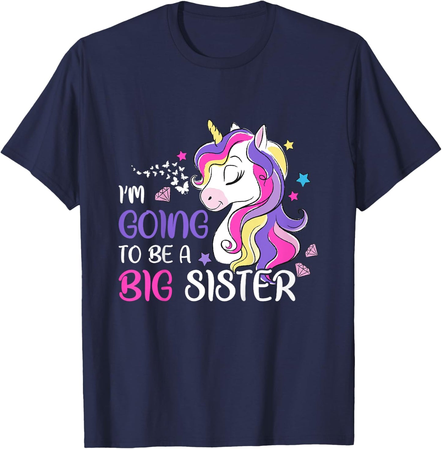I'm Going To Be A Big Sister Unicorn T-Shirt - T-Shirt | Navy