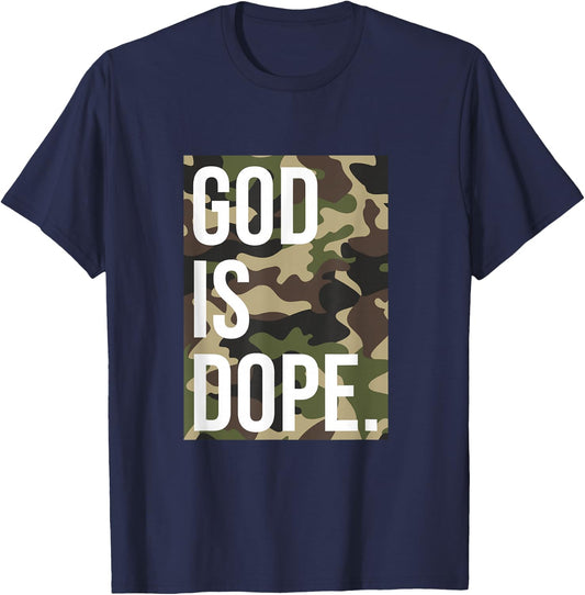 God is Dope in Camouflage T-Shirt - T-Shirt | Navy