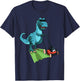 Cute Mowing Dino Dinosaur Lover Animal Gardener Funny Lawn Mower T-Rex Tractor Mowing Gift Kids Toddler -Adults, Kids , Black, Small T-Shirt - T-Shirt | Navy
