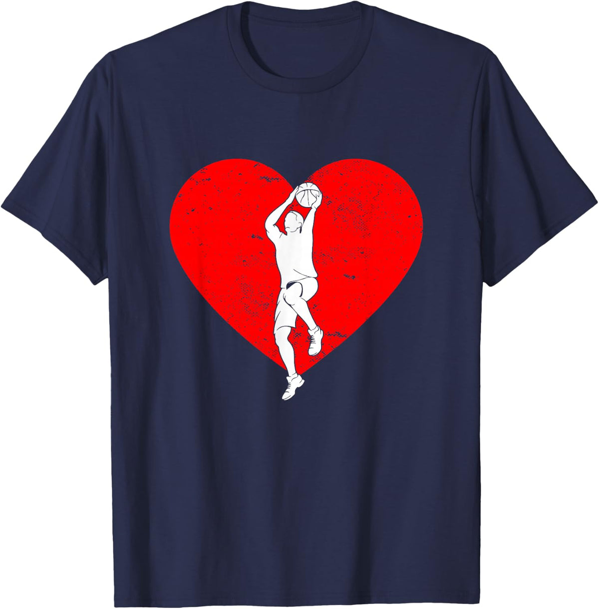 Basketball Valentine Day Gifts For Basketball Lover Boys Men T-Shirt - T-Shirt | Navy