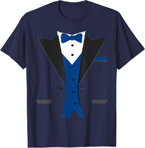 Tuxedo Halloween Wedding Groom Costume Blue Funny T-Shirt - T-Shirt | Navy