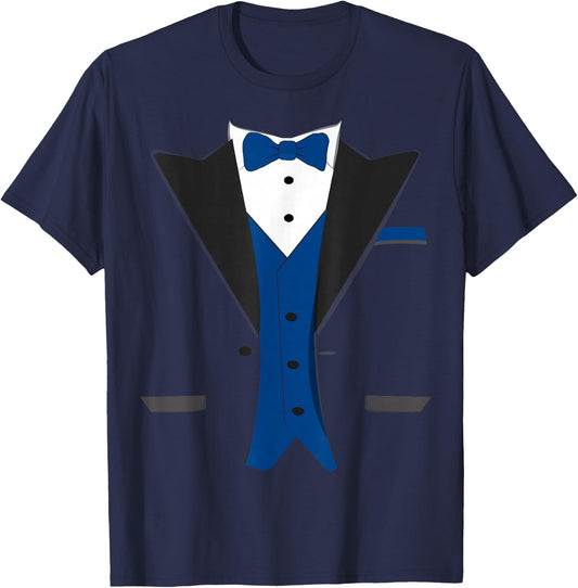 Tuxedo Halloween Wedding Groom Costume Blue Funny T-Shirt - T-Shirt | Navy
