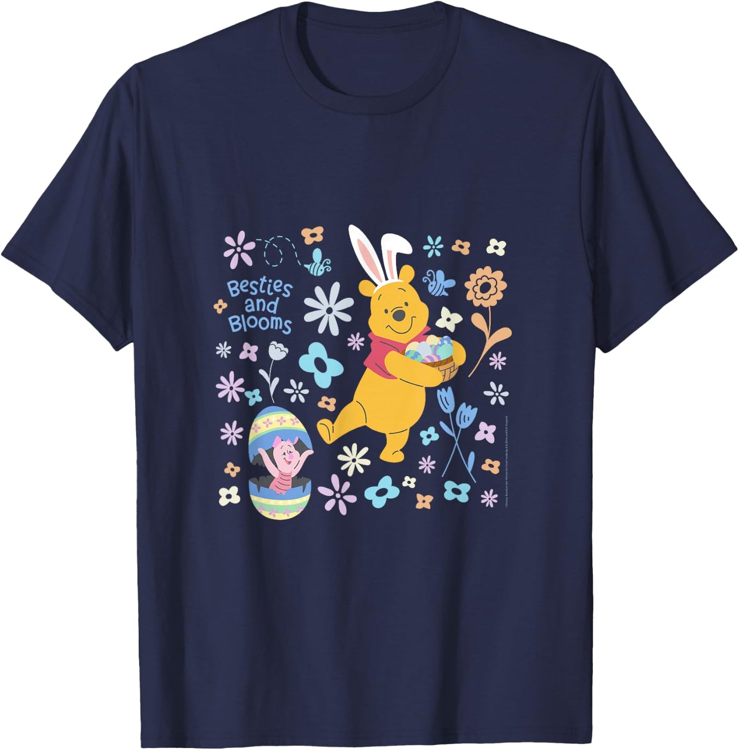 Disney Winnie the Pooh & Piglet Easter Besties and Blooms T-Shirt - T-Shirt | Navy
