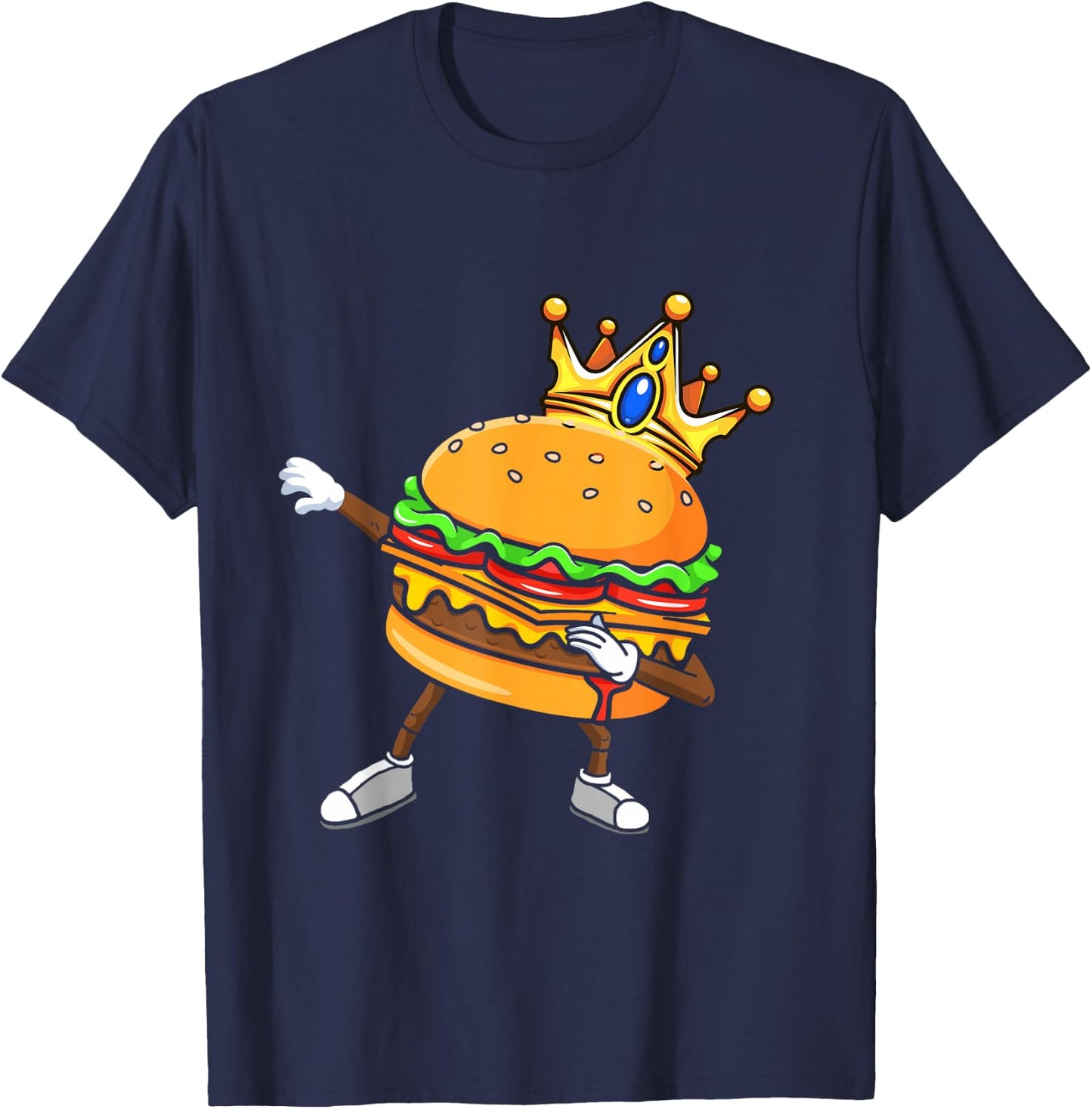 Dabbin King Of Burgers Burger Dab Dancing Men Women Boy Girl T-Shirt - T-Shirt | Navy